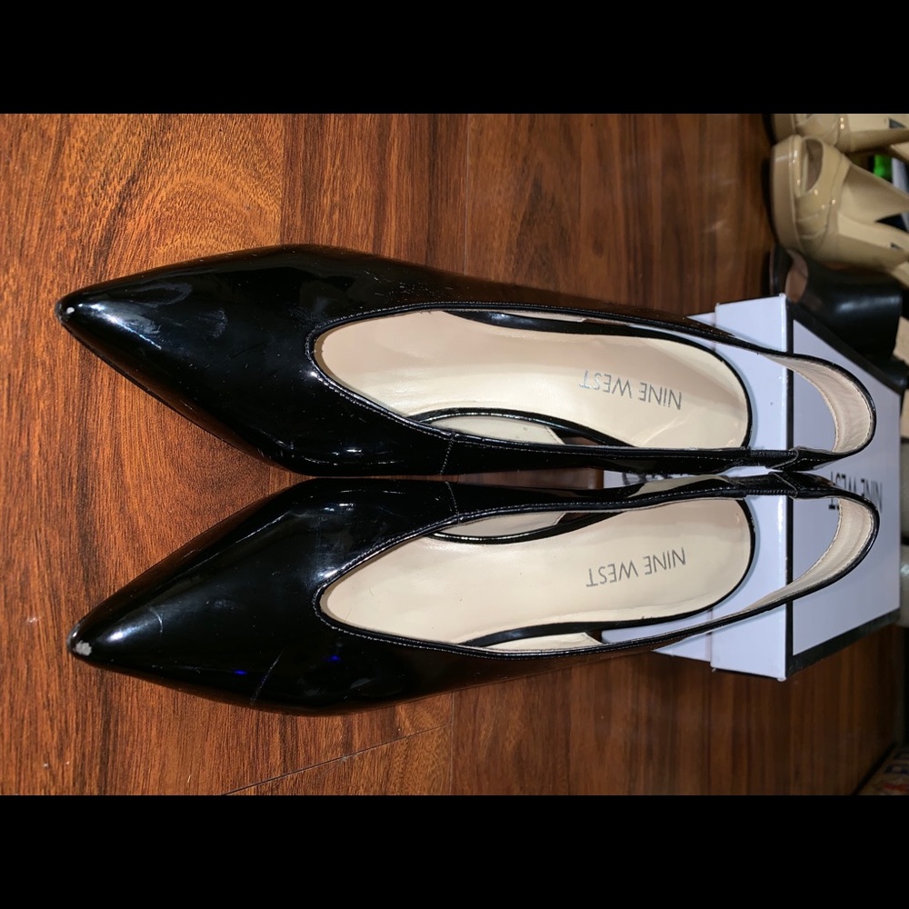 SIZE 7.5 NINE WEST BLACK HEEL W/ BOX